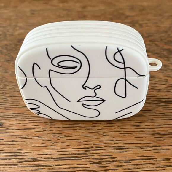 AirPod Charging Case. Ivory case with a modern face design. New! - Picture 1 of 7